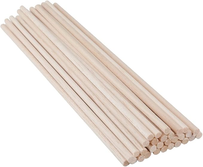 30 Pack Round Wood Dowel Rods 1/4x1/4x12 Inch Balsa Wood Sticks φ1/4 Inch
