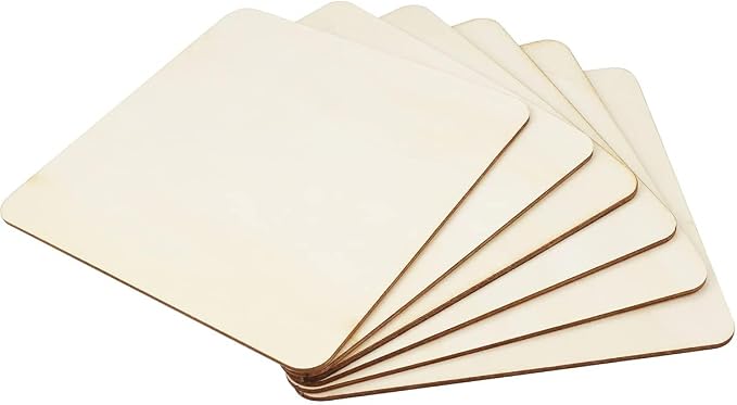 TKOnline 25Pcs 6 x 6 x 1/10 Inches Unfinished Basswood Sheets