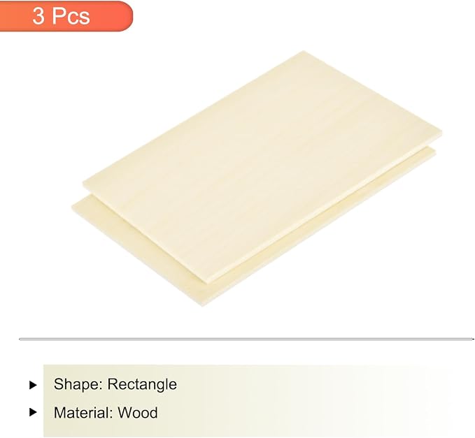 MECCANIXITY 3pcs Basswood Sheets 18 x 12 x 5/32 Inch Unfinished Wood Boards