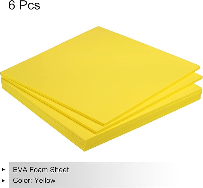 MECCANIXITY EVA Foam Sheets Yellow 9.8 Inch x 9.8 Inch 5mm Thick Crafts Foam