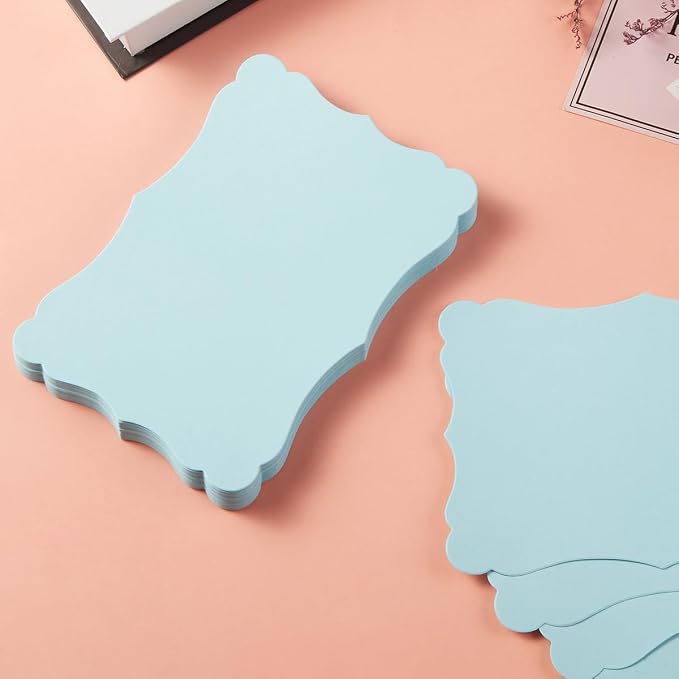 50 Pack Blank Kraft Greeting Cards, Light Blue, 5x7IN | Thick Cardstock Paper