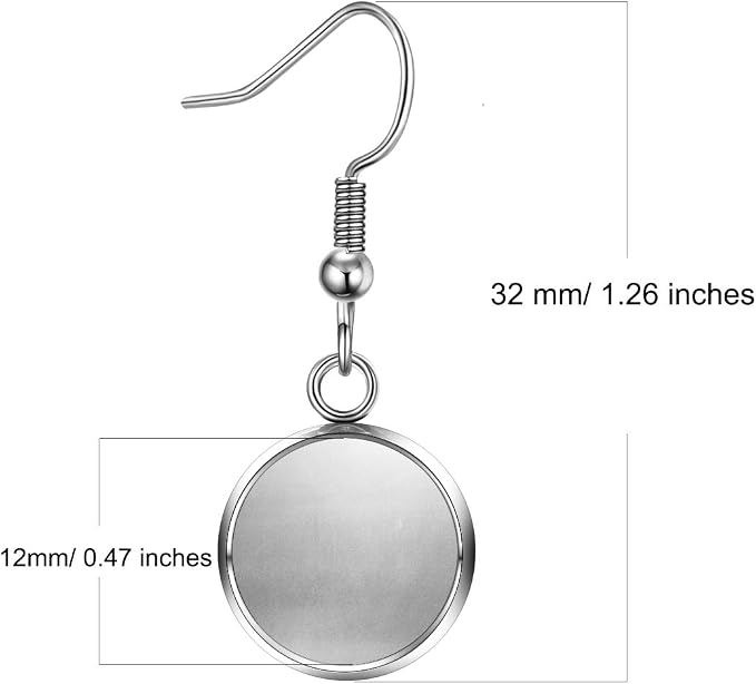 LANBEIDE 40 Packs Earrings Hooks Blanks Fit 12mm Cabochon Settings Trays |