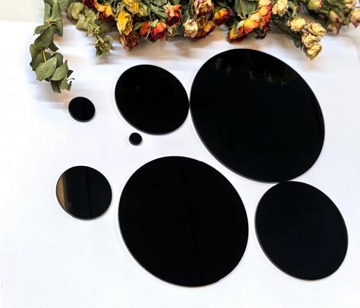 Set of 20 Opaque Black Acrylic Discs, 1/8" Thick Round Transparent Circle Blanks