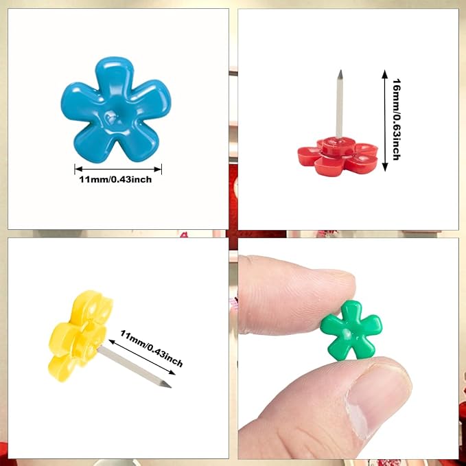 ELANE 100 Pcs Flower Thumb Tacks