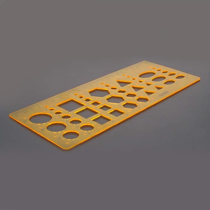 Utoolmart Plastic Drawing Templates Yellow Measuring Rulers Geometric Templates