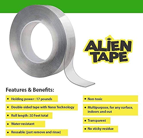 ALIEN TAPE Heavy Duty Double Sided Tape, Nano Tape, Feet Clear Adhesive Tape