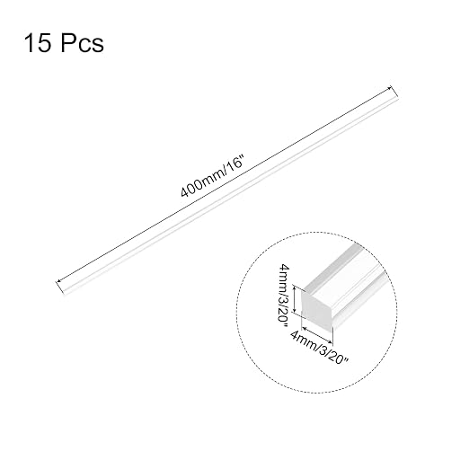 MECCANIXITY 15pcs Acrylic Square Rods 3/20" x 16" Clear Acrylic Dowel Rods