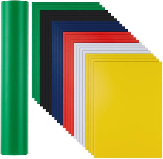 BENECREAT 24Pcs 6 Colors PVC Flexible Plastic Sheets, 11.8x8.3 Inch A4