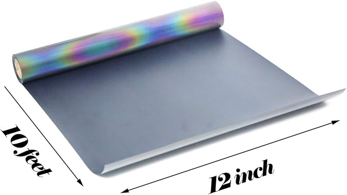 FUNKAKA Heat Transfer Vinyl Reflective Rainbow HTV Roll, Reflective HTV Vinyl