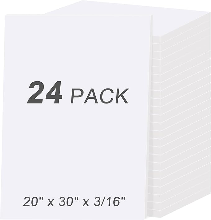 MYFAMIREA 24 Pack White Foam Board 20" x 30", 3/16" Thick Board Poster