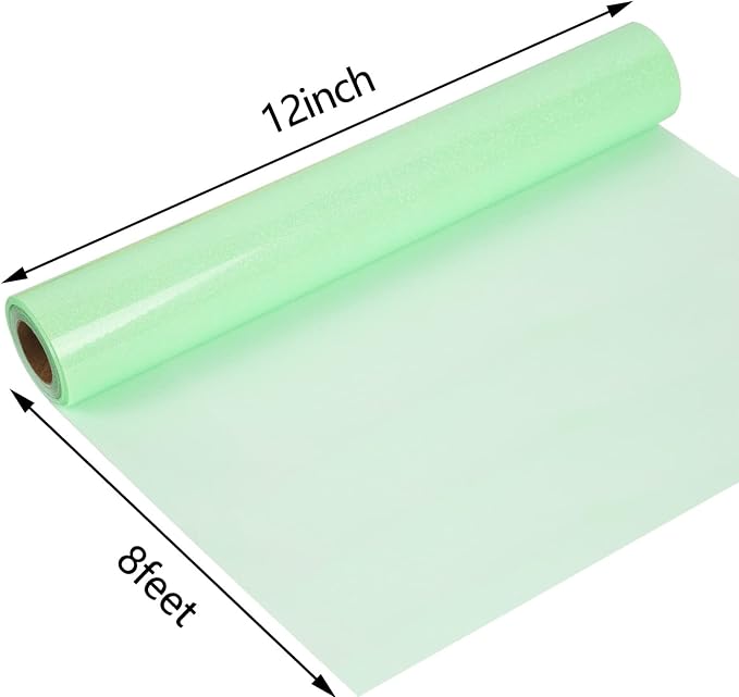 guangyintong Glow Glitter Light Green Heat Transfer Vinyl HTV Rolls, Glitter