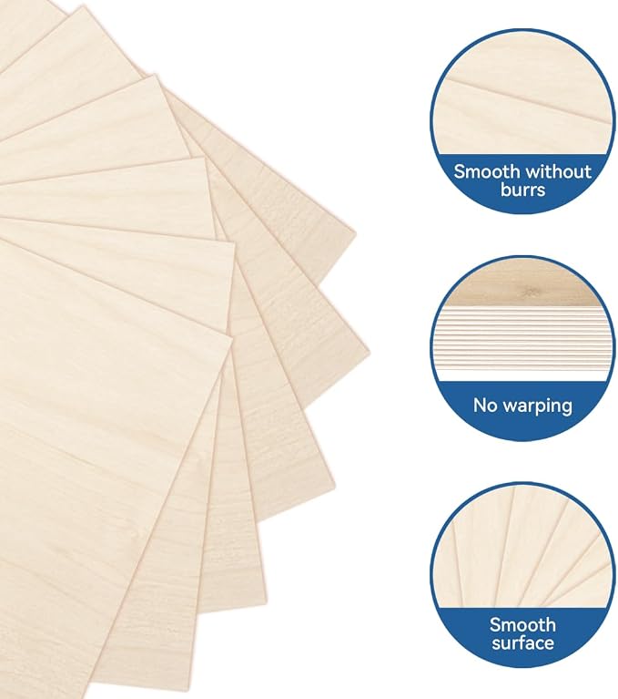32Pack Basswood Sheets for Craft, 12×12×1/8 Inches Thick Plywood Sheet