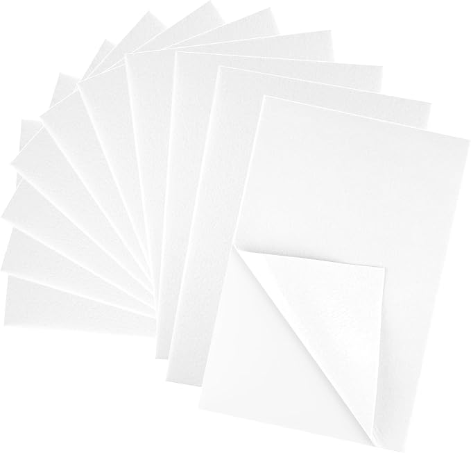 10PCS White Self Adhesive Felt Fabric Sheets Sticky Felt Sheets
