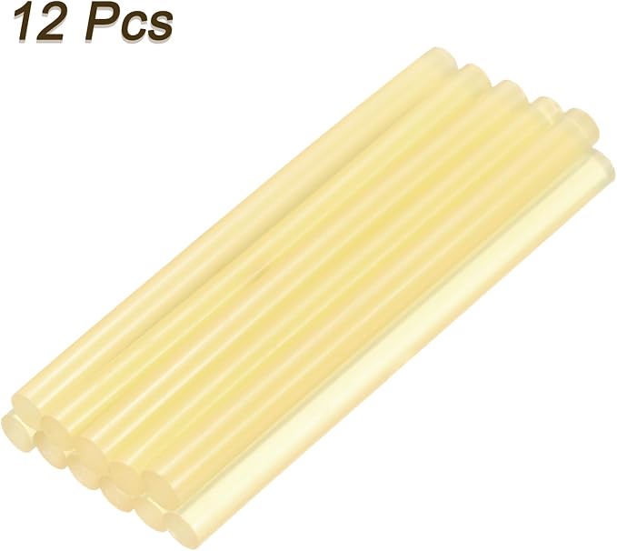 uxcell Mini Hot Glue Sticks for Glue Gun 7mm x 100mm Light Yellow 12pcs