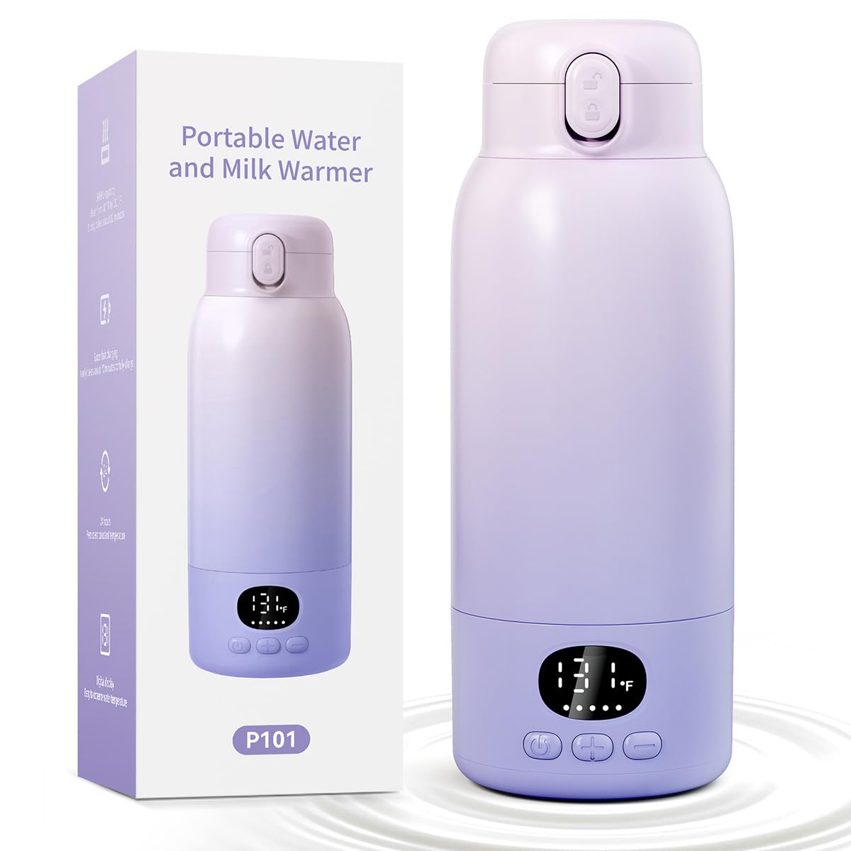 Portable Bottle Warmer 17oz Bottle Warmer for Travel, Fast Heating for Breast Milk Formula & Water, Long Battery Life &Large Capacity, Suitable for Baby Outdoor