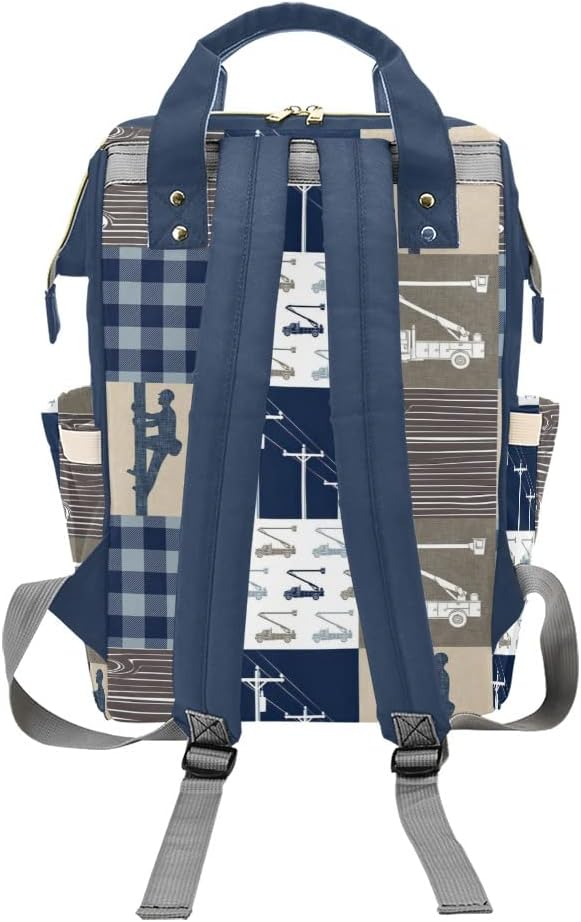 Lineman Patchwork Plaid Diaper Bags with Name Waterproof Mummy Backpack Nappy Nursing Baby Bags Gifts Tote Bag for Women