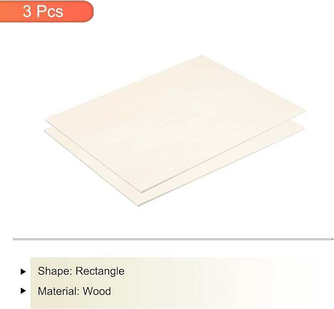 MECCANIXITY 3pcs Basswood Sheets 8 x 11.7 x 3/16 Inch Unfinished Wood Boards