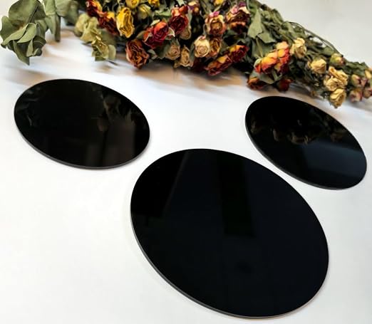 Set of 20 0.5 inch Black Acrylic Discs Acrylic Circle Blanks, 1/8" Thick Round