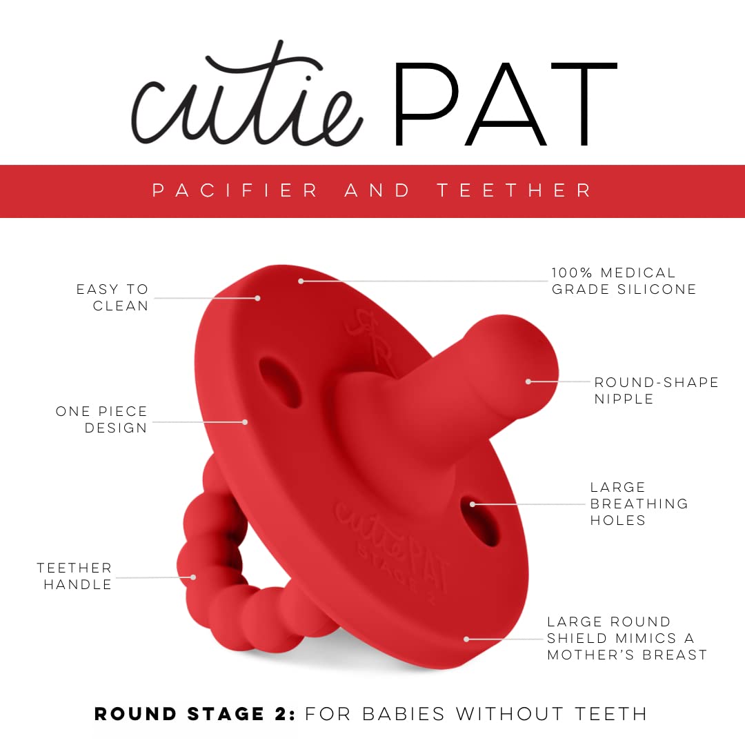 Ryan & Rose Cutie PAT Pacifier Teether (Stage 2, Red)