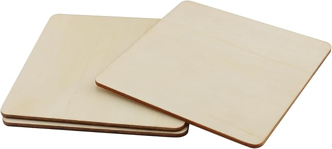 HOIGON 30 PCS Square Unfinished Wood Pieces, 6 x 6 Inch Blank Basswood Wooden