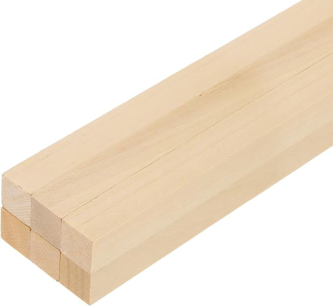 MECCANIXITY 6Pcs Basswood Sticks, 5/32" x 5/32" x 10" Square Wooden Dowel Rods