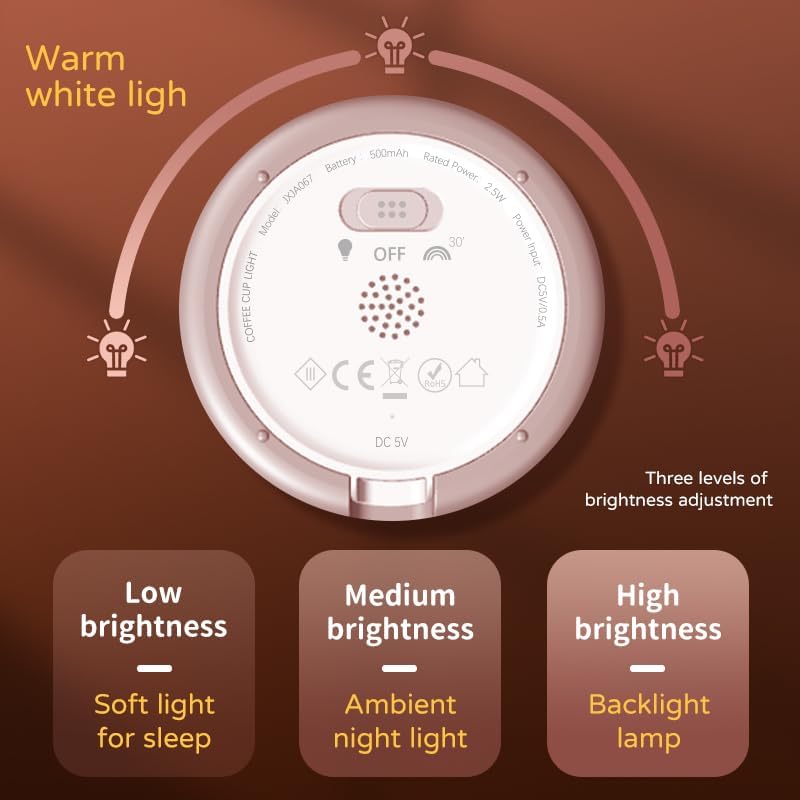 Coffee Cup Night Light,7 Colors Dimmable Bedside Lamp, Touch Control Night Lamp with 30 MinTimer for Kids Adults, Used for Camping Party Room Decor Thanksgiving Day Halloween Christmas Birthday Gifts