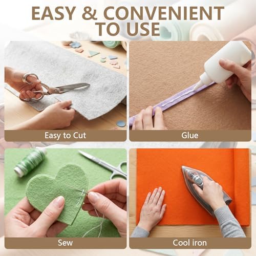 Khaki Felt Fabric 36'' X 36'', 1.4mm Large Felt Sheets Soft Durable Crafts Felt