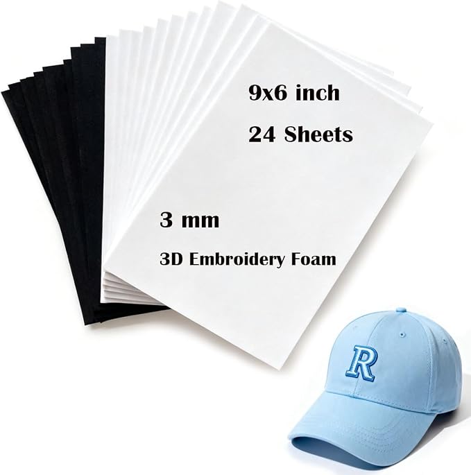 BLOSSIONA 24pcs 3mm Embroidery Foam Sheets
