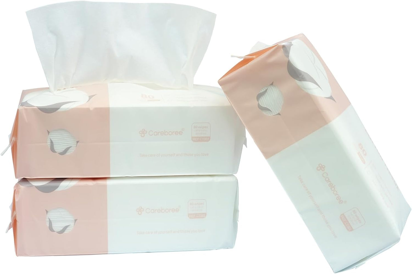 Extra Thick Cotton Tissue Careboree Face Drying Towel for Men Women Kids Disposable Dry Wipes Unscented Makeup Removing (3 pack)