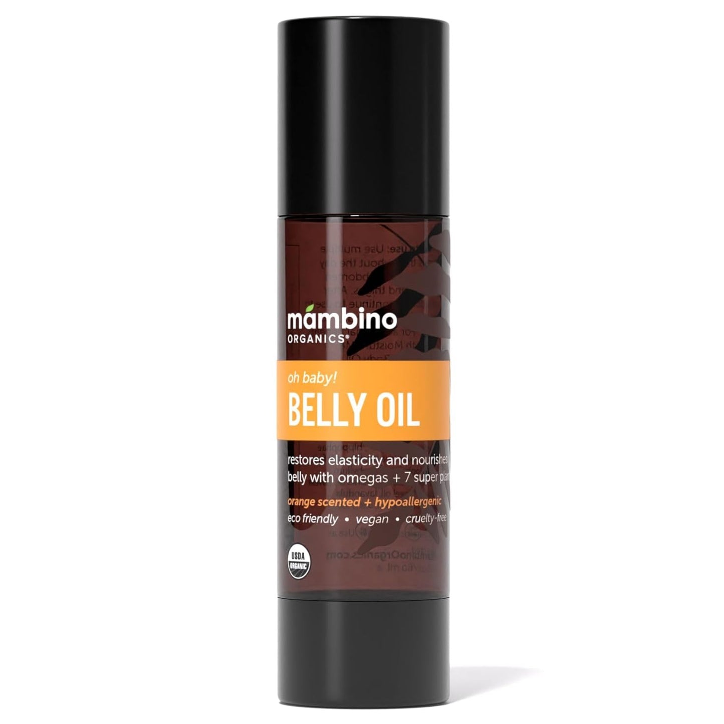 Mambino Organics Oh Baby! Belly Oil for Pregnant Women, Organic Stretch Mark Oil for Pregnancy, Postpartum Skin Elasticity, Hydration, With Tamanu, Shea Butter, Calendula, Vegan, Non-GMO, 4 fl oz