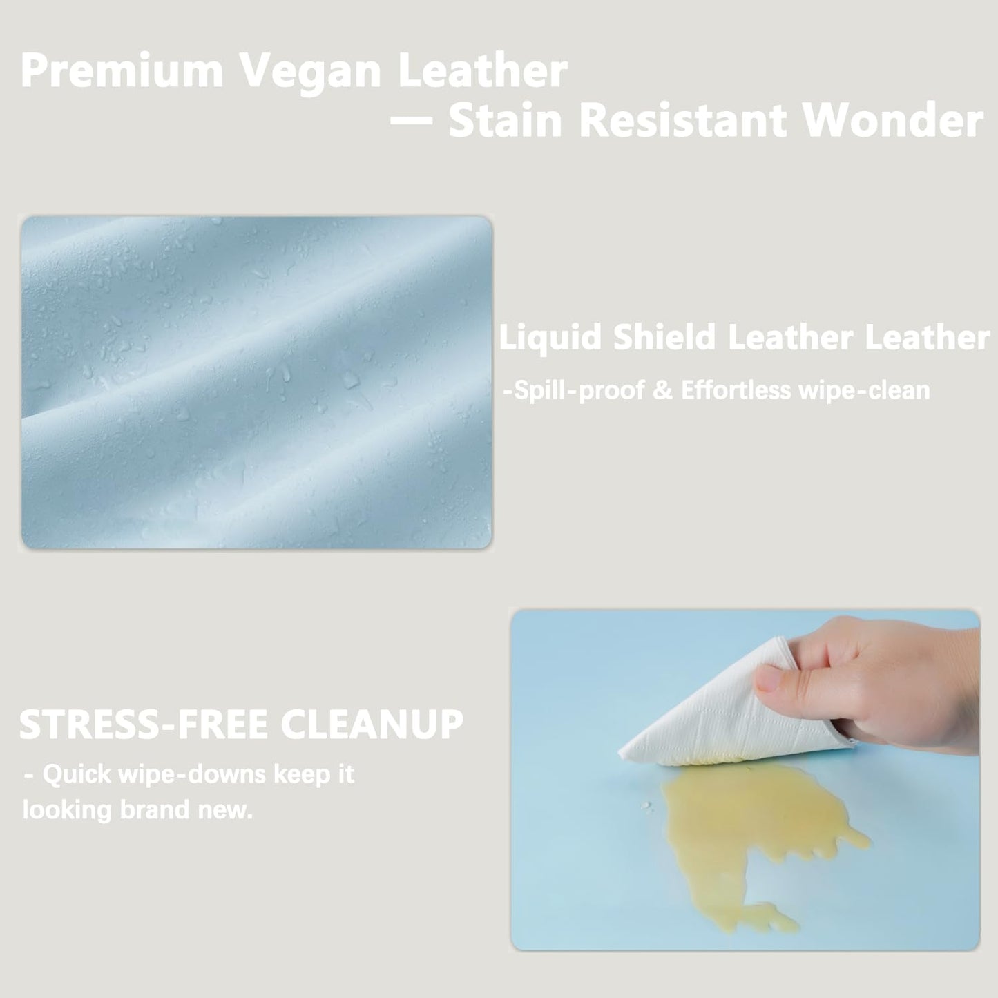 Vegan Leather Changing Pad Cover - 31"X 16" - Waterproof Wipeable, Extra Thick & Portable & Non-Slip Diaper Mat - Fits Standard Changing Tables for Baby Boy Girl (Blue)