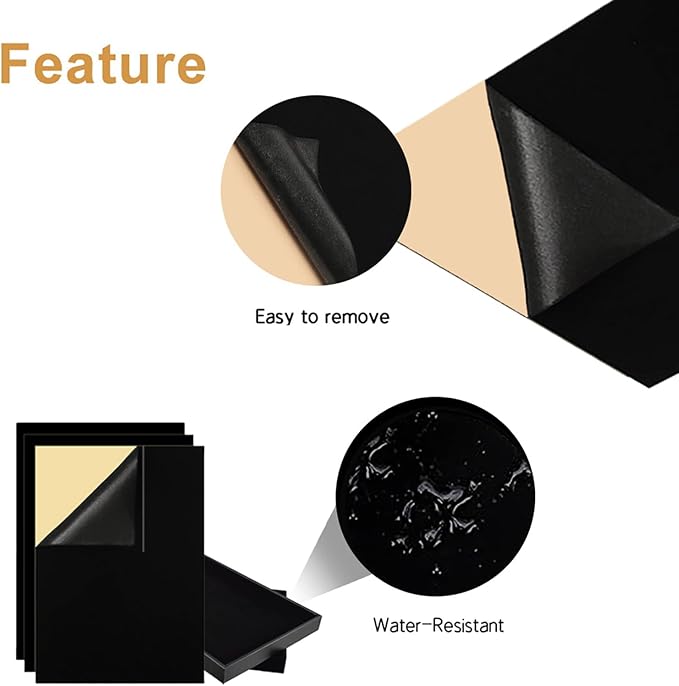 YaoHui 3-Pack Self-Adhesive Felt Sheets, Peel & Stick, A4 Size