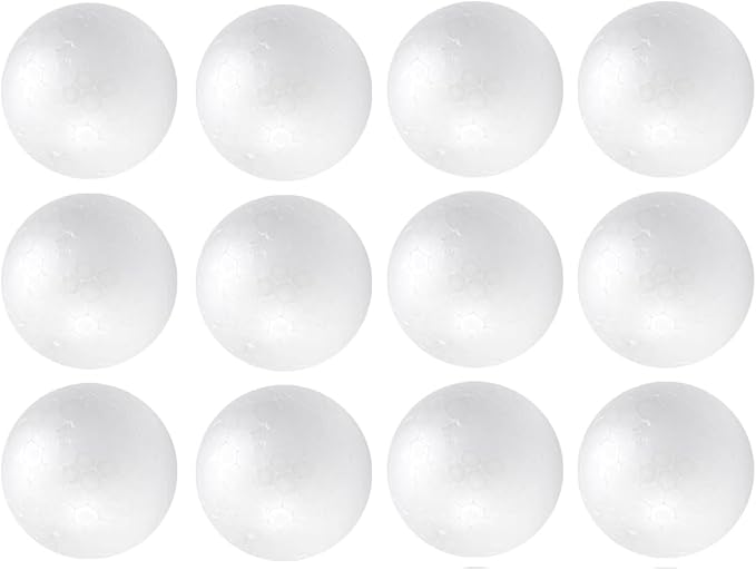 Crafjie Craft Foam Balls 2.75 Inches in Diameter 12-Pack, Smooth Polystyrenets