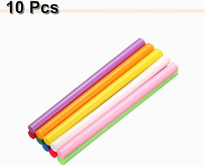 HARFINGTON 10pcs Hot Glue Sticks 0.43" Dia x 7.87" Long EVA Mini Hot Melt
