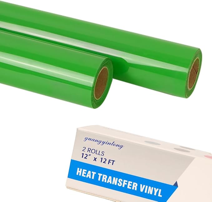 guangyintong Fruit Green Heat Transfer Vinyl HTV Rolls, 2 Rolls 12" x 12ft