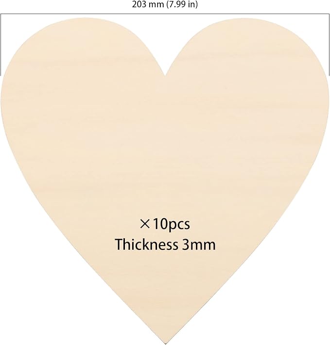 HOIGON 30 PCS 8 Inch Large Wooden Hearts, 1/8 Inch Thick Unfinished Wood Heart