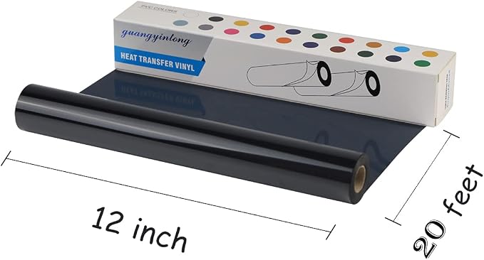 guangyintong Heat Transfer Vinyl Black HTV Rolls, Glossy Surface HTV Vinyl