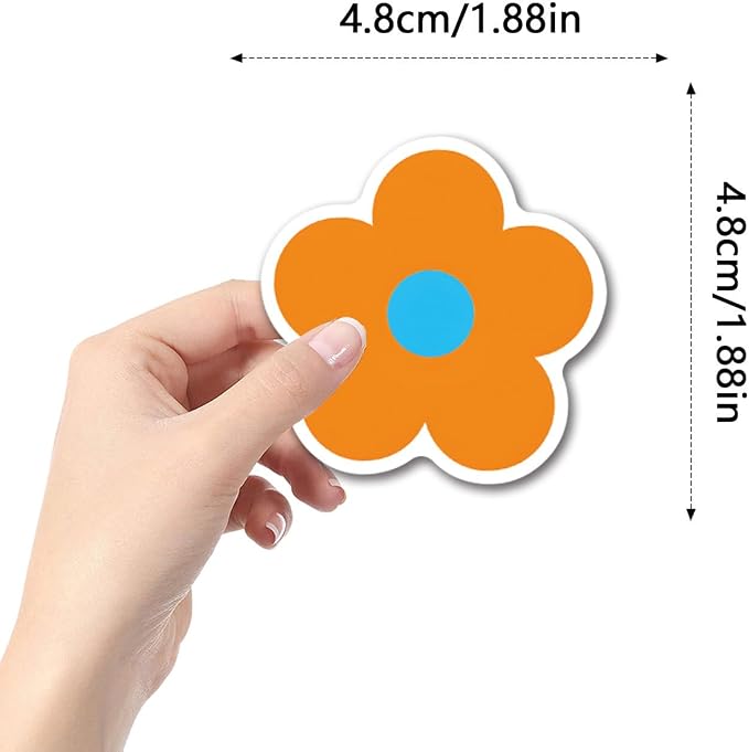 62PCS Colorful Flower Stickers, Waterproof PVC Vinyl Cute Floral Decals