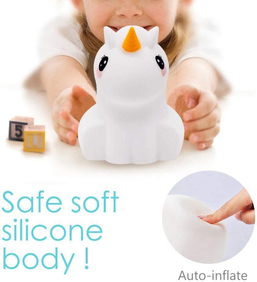 Night Light, Big Size Night Light for Kids, Bedside Multicolor Lamp for Children, Remote&Touch Control, Break Resistant, Adjustable Brightness & Color, Timing Function - Large Unicorn