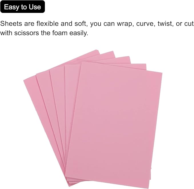 MECCANIXITY EVA Foam Sheets Pink 7.6 Inch x 5.9 Inch 2mm Thickness