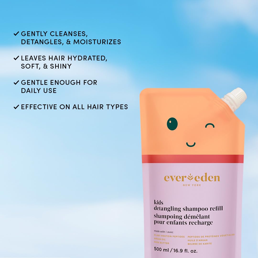 Evereden Kids Shampoo Refill, 16.9 fl oz | Detangling, Clean, Non-Toxic Ingredients | Gentle Kids Haircare