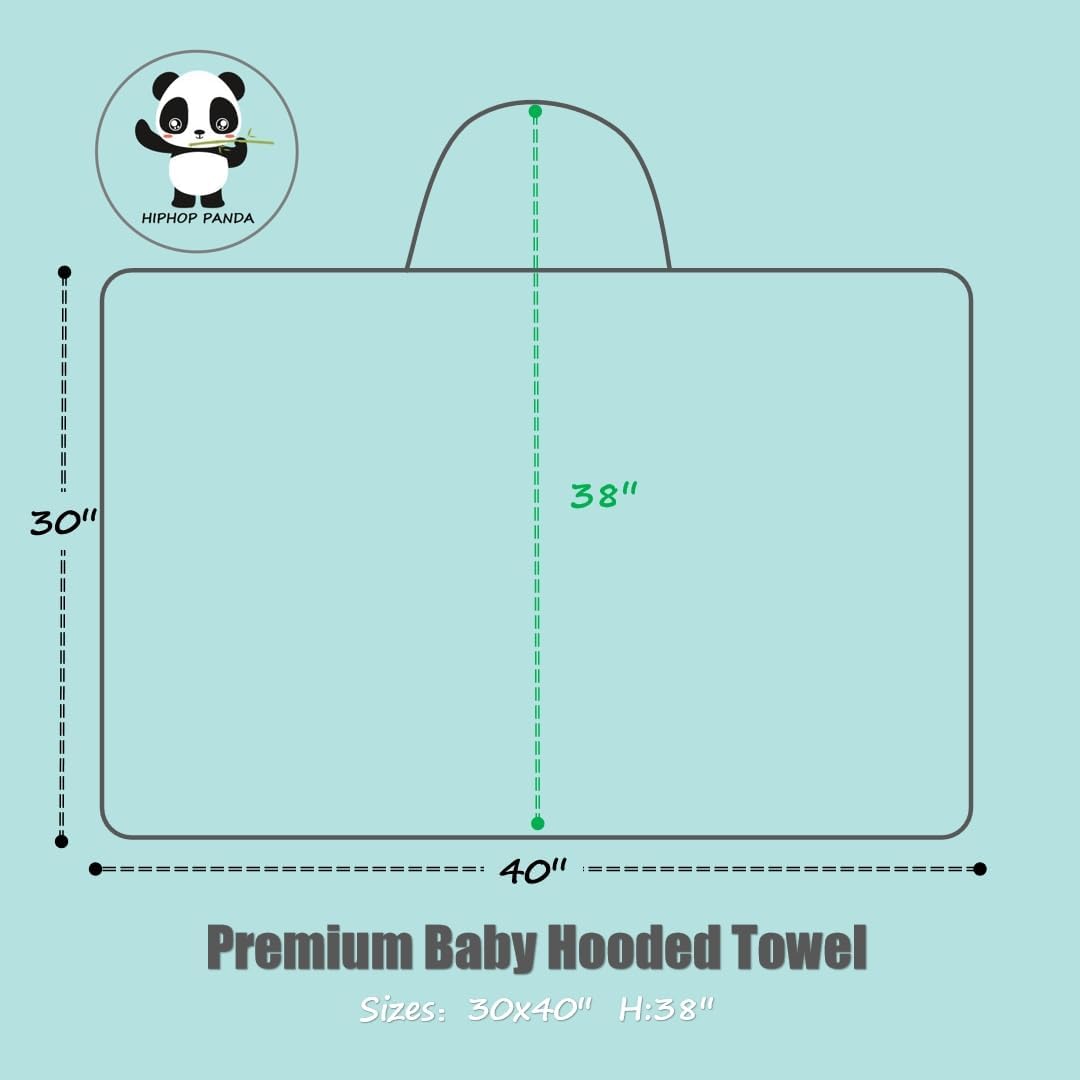 HIPHOP PANDA Hooded Towel - Rayon Made from Bamboo, Bath Towel with Bear Ears for Newborn, Babie, Toddler, Infant - Absorbent Large Baby Towel - Bear, 30 x 40 Inch