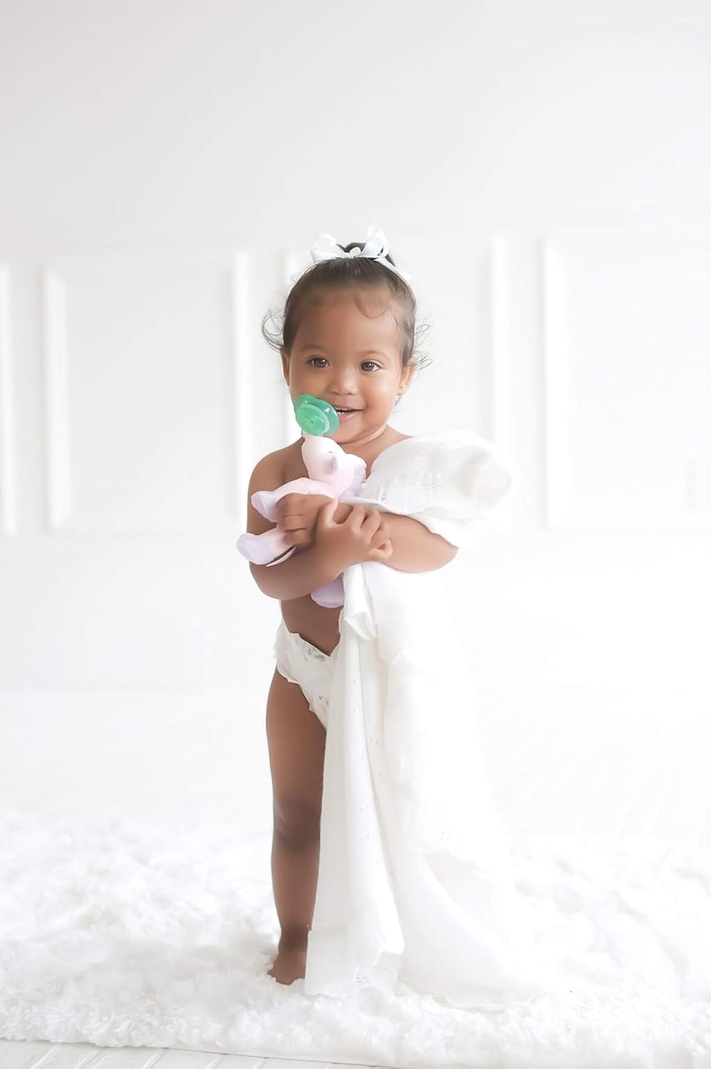 Nookums Paci-Plushies Shakies - Pacifier Holder with Built in Rattle (2 in 1)- Adapts to Name Brand Pacifiers, Suitable for All Ages, Plush Toy Includes Detachable Pacifier (Unicorn)…