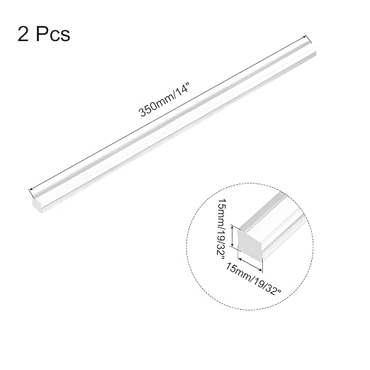 MECCANIXITY 2pcs Acrylic Square Rods 19/32" x 14" Clear Acrylic Dowel Rods
