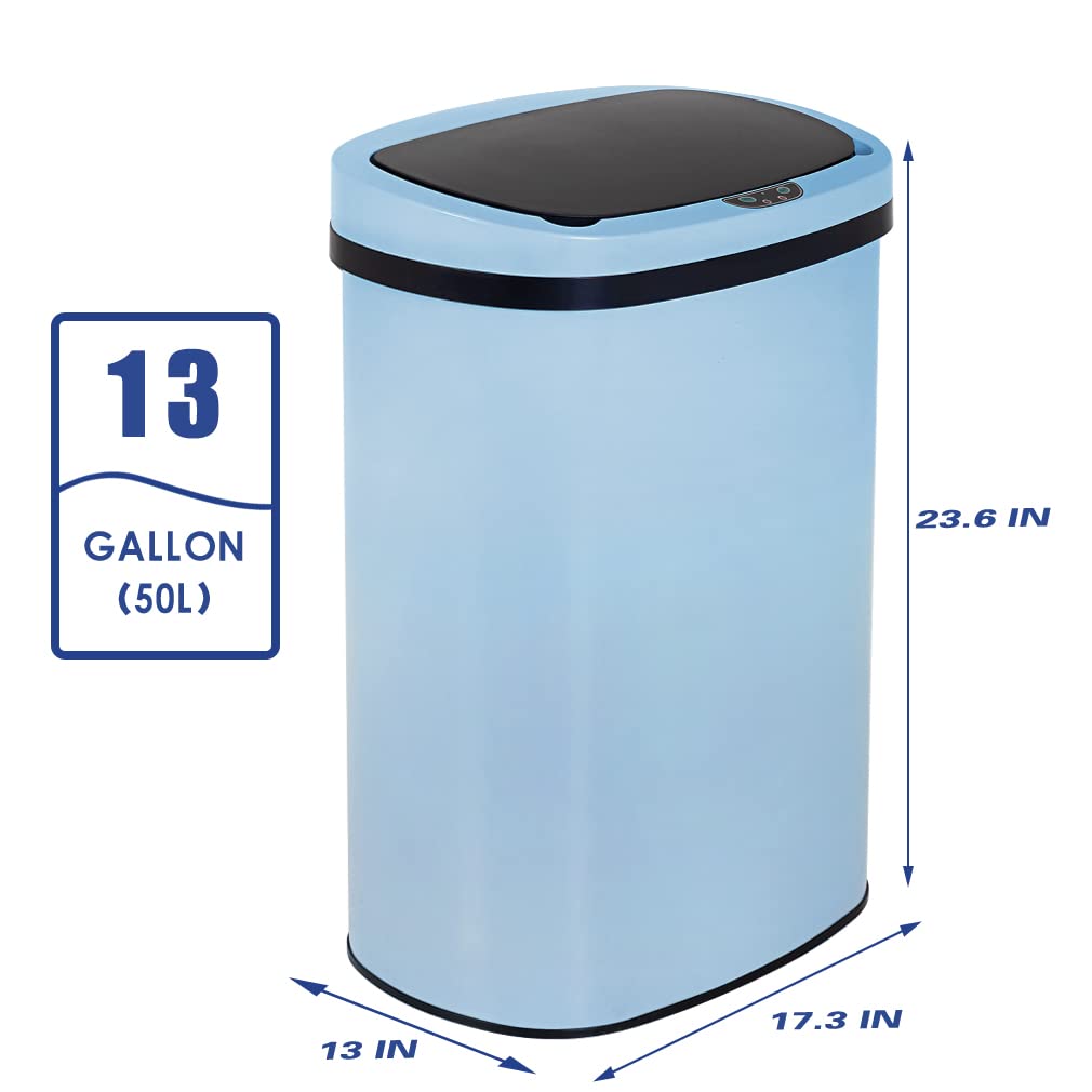 BestOffice Kitchen Trash Can with Lid, 13 Gallon Automatic Garbage Can for Bathroom Bedroom Home Office 50 Liter Touch Free High-Capacity Brushed Stainless Steel Waste Bin