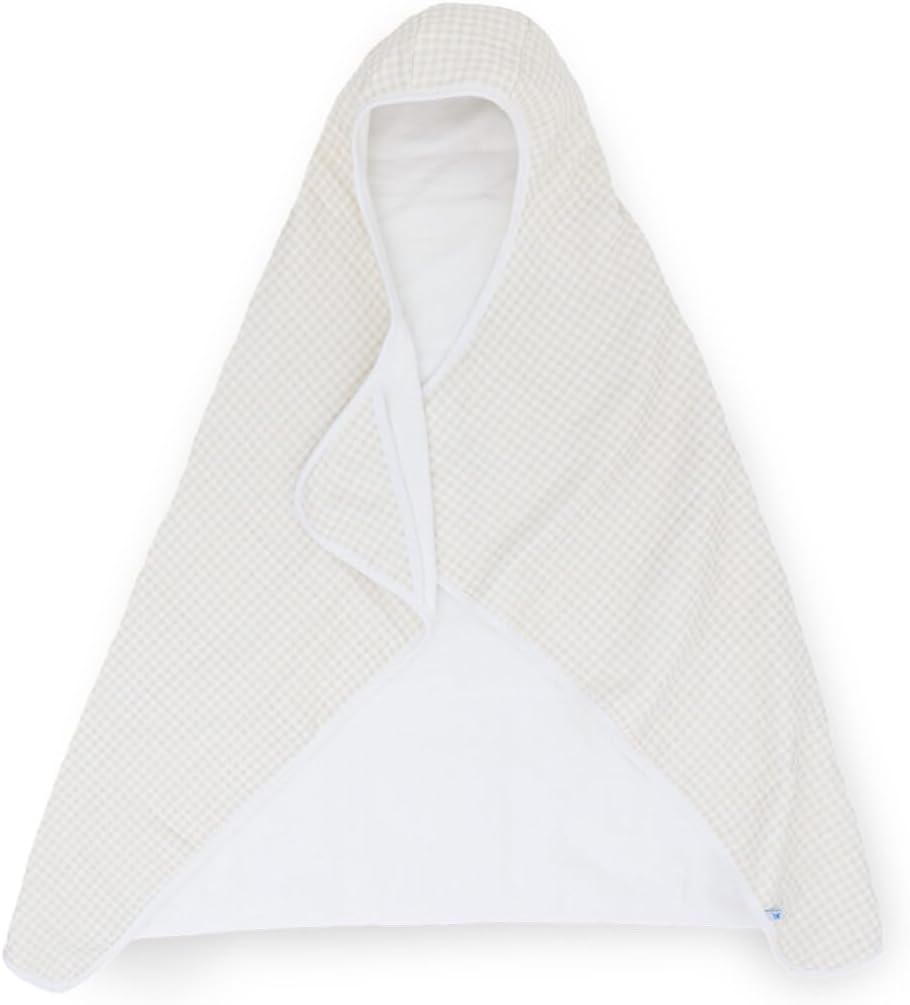 Little Unicorn Premium Hooded Bath Towel| Absorbent Cotton & Terry Blend | Larger Size, 1-6 Years (Tan Gingham)
