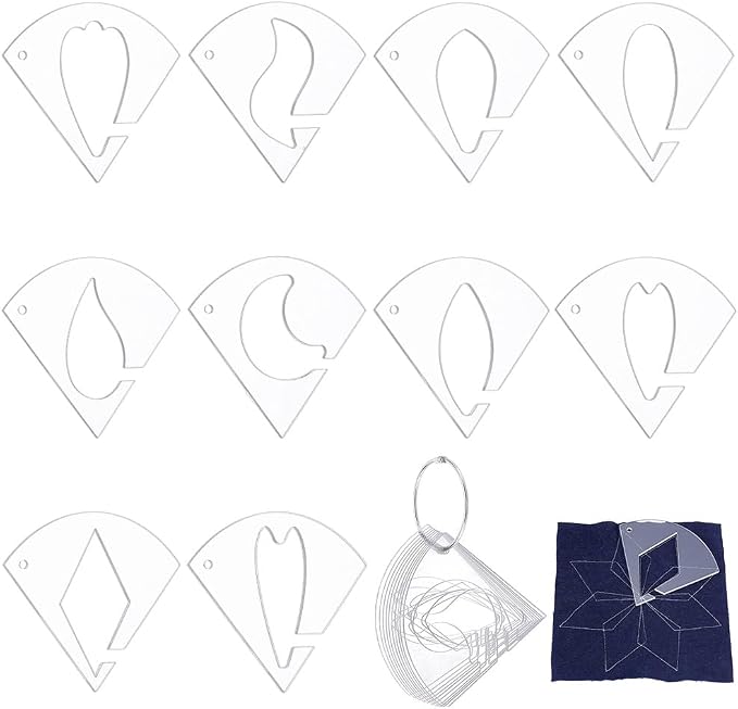 NBEADS 10 Pcs 10 Styles Flower Acrylic Sewing Template