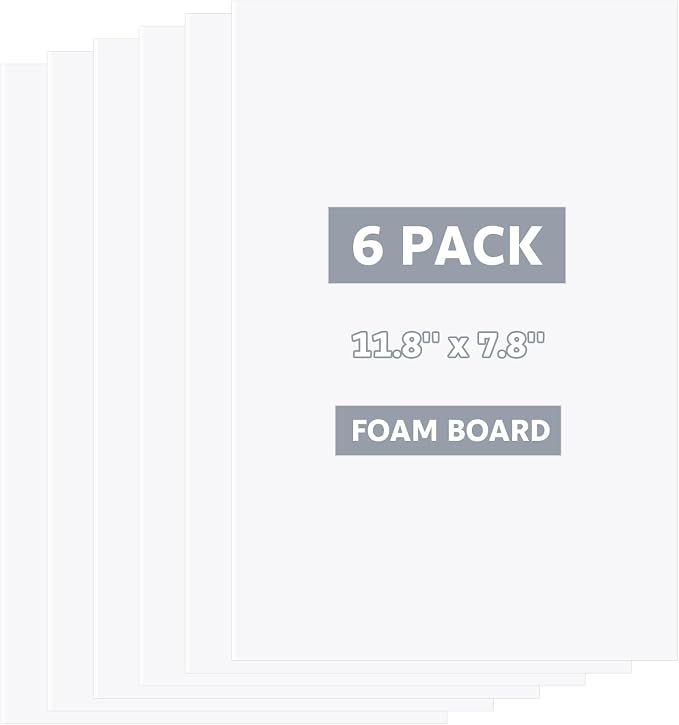 DIYASY 6 Sheets 3mm White Foam Boards, 11.8 x 7.8inch Rectangle Foam PVC Sheet