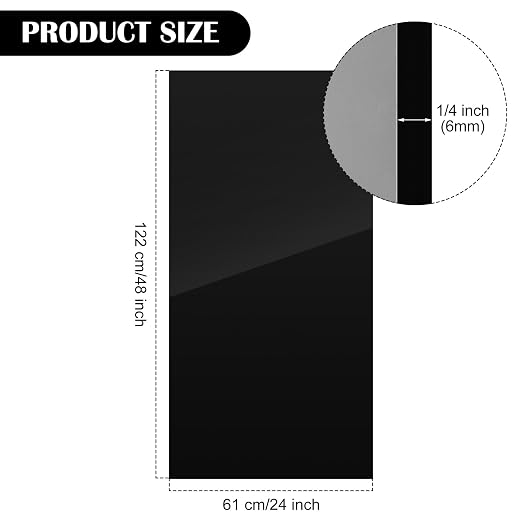 Juexica 1 Pcs 24'' X 48'' Black Acrylic Sheet 1/4" Thick Cast Acrylic Sheet