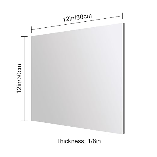 Silver Mirror Acrylic Sheets –6 Pack, 12x12Inches, 1/8 Inch Thick, Reflective